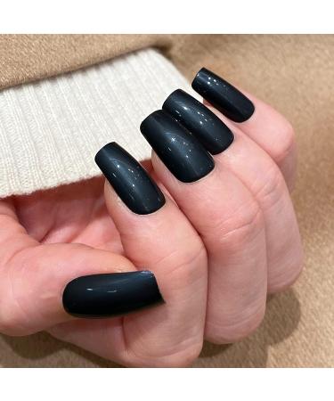 NOVO OVO Medium Square Black Sparkle False Press on Nails - Feijoada Glossy Acrylic Kit for Spring, Summer & Halloween - Buy Online on SooperMarket.com