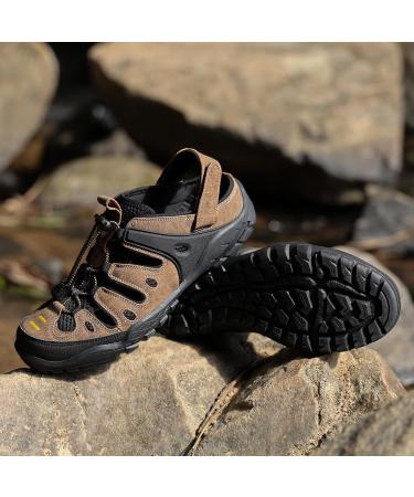 Outpro Men's Premium Sports Sandals - Waterproof Air Padding Hiking & Beach Sandals - EU Size 45 Black/Brown - Buy Online on SooperMarket.com