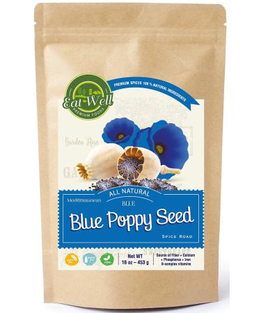 Whole Poppy Seeds | 16oz (1 lb) Reseable Bag, Bulk | Cake & Pastry Baking |100% Natural | Herbs & Organic Spices | by Eat Well Premium Foods