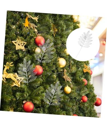 Abaodam 5pcs Christmas Simulated Leaves Gold Dining Table Christmas Glitter Stems Creative Pendant Bride Silver 41x20x0.1cm - Buy Online on SooperMarket.com