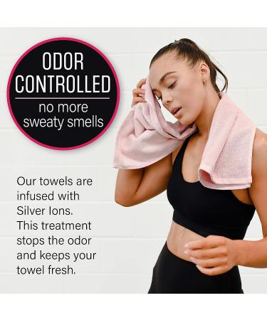 Organic Cotton Luxury Gym Towel for Women - Soft & Absorbent Workout Towel - Silver Infused Sports Towel - 31.5 X 15.75 inch - Pink - Buy Online on SooperMarket.com
