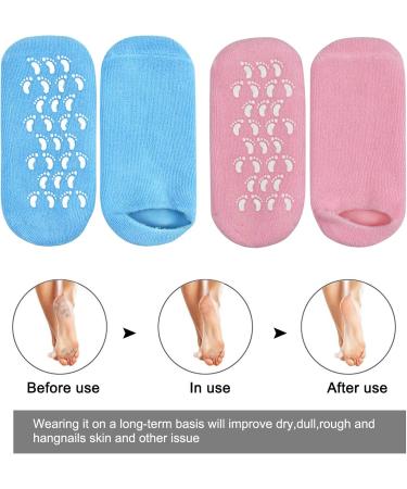 Jinlaili Moisturizing Gel Socks - 2 Pairs Infused with Vitamins & Oils for Soft Hydrated Skin - Spa Quality Repair for Dry Feet - Buy Online on SooperMarket.com