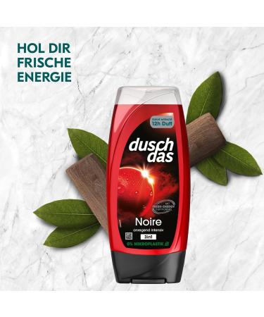 Duschdas 3-in-1 Shower Gel & Shampoo Noire - Fresh-Energy Fragrance | Aloe Vera 6x225ml (6 Pack) - Refreshing Daily Bath Experience - Buy Online on SooperMarket.com