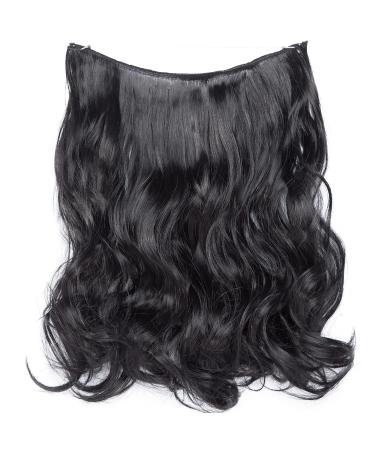 Buy Dark Black Hairpiece Extensions with Invisible Wire | Thickening Wavy Weft Hair Extensions - 40 cm - Buy Online on SooperMarket.com