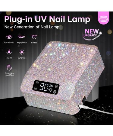 UV LED Nail Lamp 96W - Professional Quick Dry Curing Light for Salon & Home | 4 Timer Settings Auto Sensor A-white Sparkly Gel Polish Dryer - Buy Online on SooperMarket.com