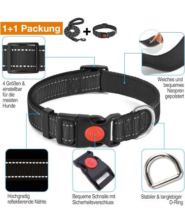 Haapaw Reflective Dog Collar - Soft Neoprene Padded Nylon for Small & Medium Dogs - Black (1-Pack) - Buy Online on SooperMarket.com