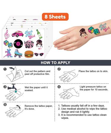 50s Temporary Tattoos (96PCS) - Birthday Party Decorations & Favors for Fans | Women, Men, Boys, Girls | School Prizes & Gifts - Buy Online on SooperMarket.com