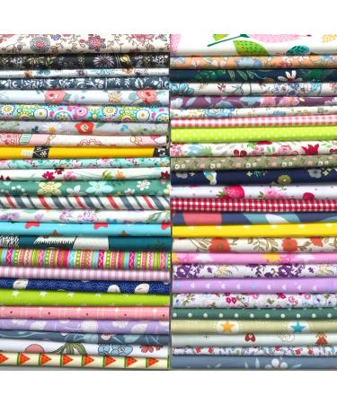 Cotton Quilting Fabric Misscrafts 50pcs 8" x 8" (20cm x 20cm) Craft Supplies Top Fat Quarter Bundles Floral Precut Fabric Square for DIY Craft Patchwork