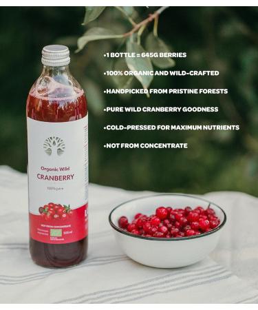 LOOV Organic Wild Cranberry Juice 500ml - Pure Fresh Cranberries, Polyphenols, No Added Sugar or Water - Wild-Crafted - Buy Online on SooperMarket.com