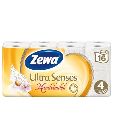 Zewa Ultra Senses Almond milk toilet paper pampering toilet paper 4-layer with mild almond scent 1 x storage pack with 16 rolls 2160 sheet (1-pack) deluxe almond milk
