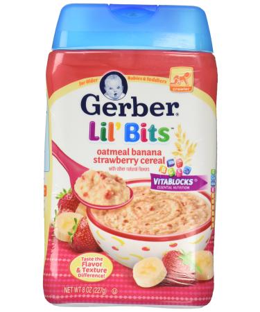 Gerber Lil' Bits Oatmeal Cereal  8+ Months Banana Strawberry 8 oz (227 g)