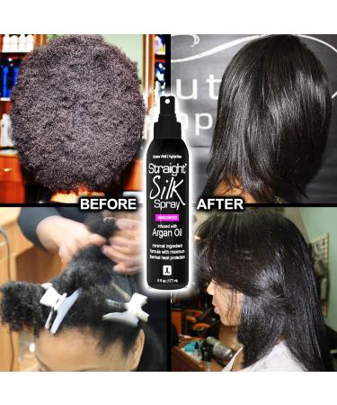 Moroccan Argan Oil Straight Silk Spray (6oz) | Heat Protectant up to 450 F | Alcohol-Free Hair Straightener & Detangler | Made in USA - Buy Online on SooperMarket.com