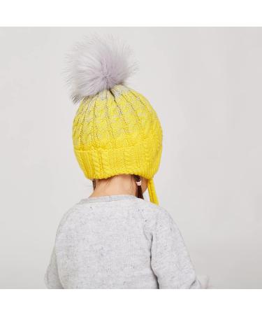 Warm Winter Hat for Baby Boys Girls | Toddler Knit Earflap Beanie 6-12 Months Yellow - Buy Online on SooperMarket.com
