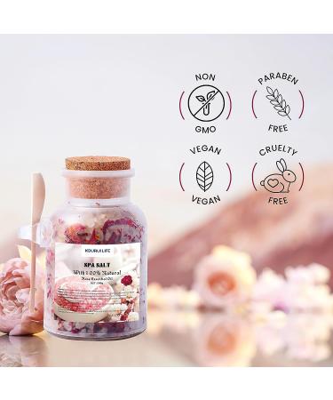 KOURUILIFE 500g Bath Salt with Rose Petals, 100% Natural Epsom Salts for Aromatherapy and Relaxation - Buy Online on SooperMarket.com
