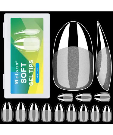 Short Oval Soft Gel Nail Tips - Melous 600PCS Pre Buff Full Cover Half Matte Clear False Nails for DIY Manicure - Buy Online on SooperMarket.com