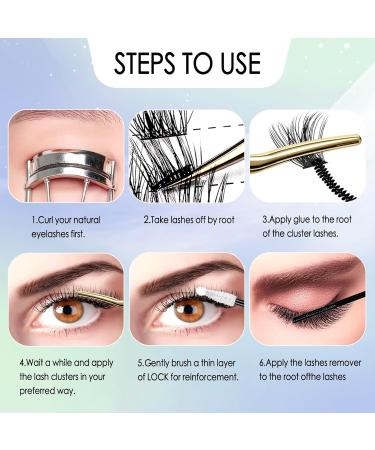 Cluster Lashes Extension Kit with Eyelash Applicator - 60Pcs Mixed Length Wispy Natural Look DIY Volume Kit - Buy Online on SooperMarket.com