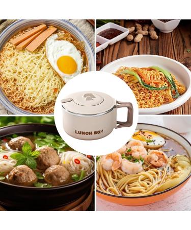 Durable Remen Noodle Container 1200ml Ramen Cooker Soup Mug Japanese Ramen Picnic Tableware for Pasta Dishes Portable Safe Reusable Noodle Bowl High Capacity Noodle Cooker for Home Picnic Beige - Buy Online on SooperMarket.com