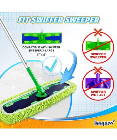KEEPOW Reusable XL Mop Pads for Swiffer XL Sweeper - 4 Pack, Washable Microfiber Wet & Dry Refills for Hardwood Floor Cleaning - Buy Online on SooperMarket.com