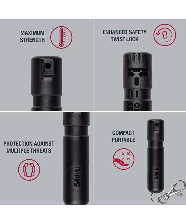 SABRE Mighty Discreet Pepper Spray - Ultra-Compact Design - 16 Bursts - 12-Foot Range - UV Marking Dye - Key Chain - Black - Buy Online on SooperMarket.com