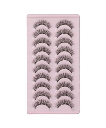 Wiwoseo 10 Pairs 14MM Cat Eye 3D Effect Natural Wispy Fluffy Russian False Eyelashes - Buy Online on SooperMarket.com