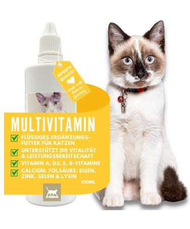Emma cats vitamins 100ml i multi vitamin B complex high dose for cats i b vitamins with vitamin a b12 d e i folic acid iron zinc selenium & l lysin cat i immune system strengthen & vitamins for cats