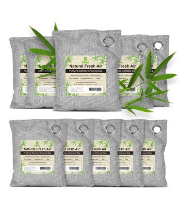 10 Pack Bamboo Charcoal Nature Fresh Air Purifying Bags Activated Charcoal Bags Odor Absorber, Moisture Eliminator,Deodorizer,Air Fresheners For Car Smell,Closet,Shoe,large Room,Pet Room(10x100g))