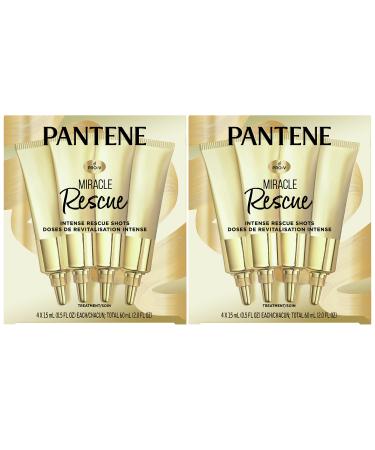 Pantene Hair Mask Miracle Rescue Shots Intensive Repair Treatment for Damaged Hair 4 count 0.5 oz Each Twin Pack