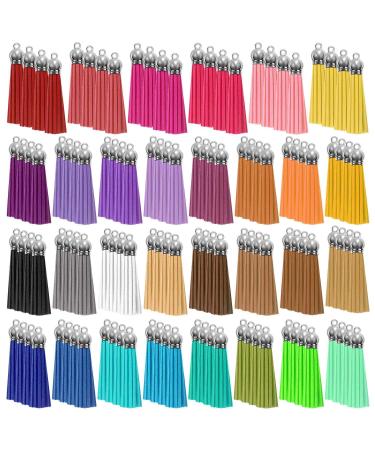 Tassels Charms for Jewelry Making  Paxcoo 120Pcs Keychain Tassels Bulk for Crafts  Leather Key Chain Tassel Charms for Jewelry Making  Resin Epoxy  Acrylic Blanks Keychains  Bracelets (2 1/8 inch)