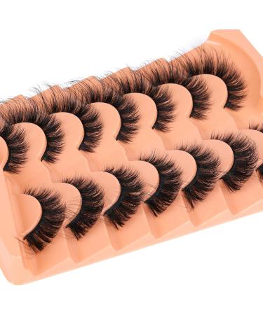 JIMIRE Fluffy Eyelashes Natural Look Cat Eye Russian Strip D Curl Lashes Look Like Eyelash Extensions Wispy Fox Eye Fake Eyelashes 7 Pairs Pack V - Buy Online on SooperMarket.com