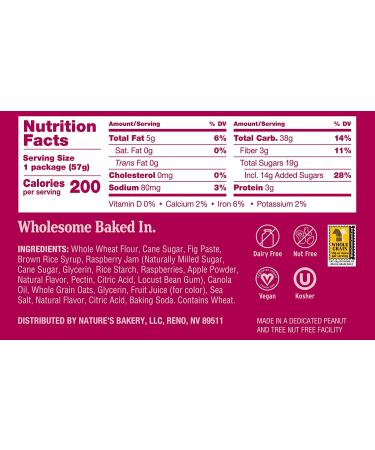 Nature's Bakery Whole Wheat Fig Bars - Raspberry | Vegan, Non-GMO Snack | 12 Twin Packs - Buy Online on SooperMarket.com