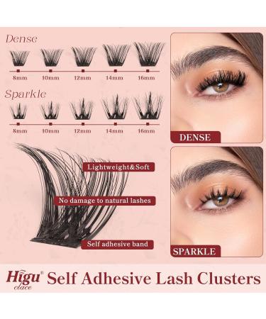 Shop Higu Clace Self Adhesive Eyelashes - 54pcs D Curl Pre-Glued Lash Clusters Kit | Easy Press On False Lashes with Tweezers - No Glue Needed (8-16mm Sparkle - Buy Online on SooperMarket.com