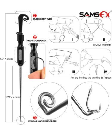 SAMSFX Fly Fishing Knot Tying Tool Combo - Quick Loop Tyer, Hook Remover, Retractor - Black Knot Tool for Hooks, Lures, Lines - Buy Online on SooperMarket.com