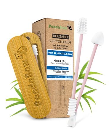 New: PandaBaw  2 x Reusable Cotton Swabs  Extra Soft  - Silicone Qtip  Reusable Qtips for Ears & Makeup Removal - Zero Waste Products Reusable Ear Swabs - Eco Friendly Qtips  Pink  - Easy to Clean