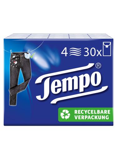 Tempo Classic handkerchiefs 4-ply paper towels in proven Tempo quality 30 x 10 tissues (300 tissues) 30 pieces (1 pack)