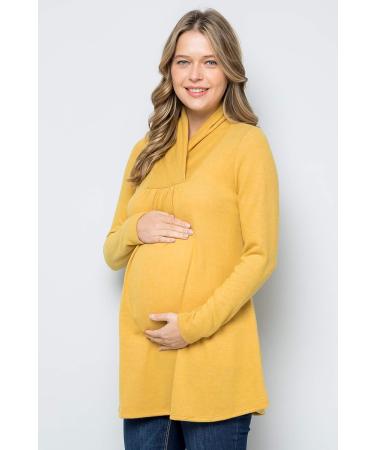 Bump Maternity High Neck Knit Sweater - XL Mustard Tunic Top | Made in USA - Buy Online on SooperMarket.com