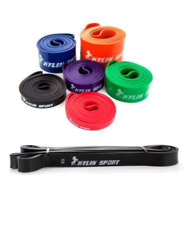 Kylin Sport Resistance Band for Training/Yoga/Pilates support for pull-ups elastic band for crossfit/gymnastics/power trimmers Noir 25-65lb