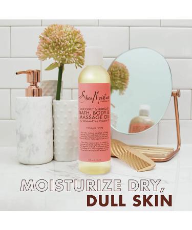 SheaMoisture Bath Body & Massage Oil - 8 fl oz | Gluten-Free Vitamin E, Coconut & Hibiscus - Buy Online on SooperMarket.com