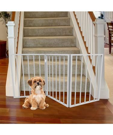 Petmaker 24-Inch White Wooden Indoor Dog Gate - Freestanding Accordion Style Fence for Doorways, Stairs or House - Buy Online on SooperMarket.com