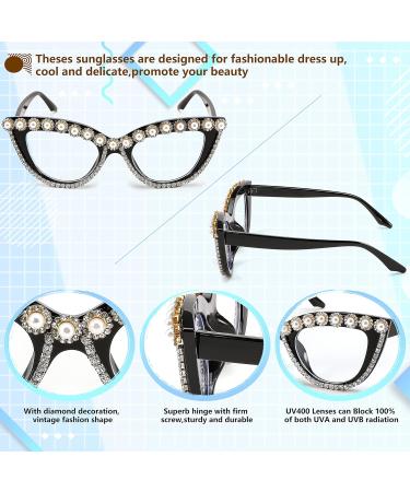FEISEDY Diamond Blue Light Blocking Cat Eye Glasses for Women - Rhinestone Oversized Anti Eyestrain Computer Glasses Frame B2358 - 51mm - Buy Online on SooperMarket.com