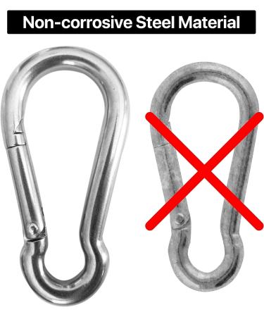 Marine Grade 316 Stainless Steel Carabiner Clips, Heavy Duty 4 Inch, 2 Pack - for Gym & Outdoor Activities - Buy Online on SooperMarket.com