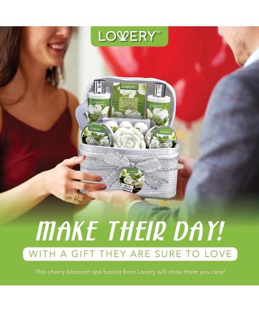 Fathers Day Bath and Body Gift Basket - White Jasmine Scented Home Spa Set for Women & Men | 14 Piece Set with Bath Bombs, Body Lotion, Rose Soaps, and Cosmetics Bag - Buy Online on SooperMarket.com