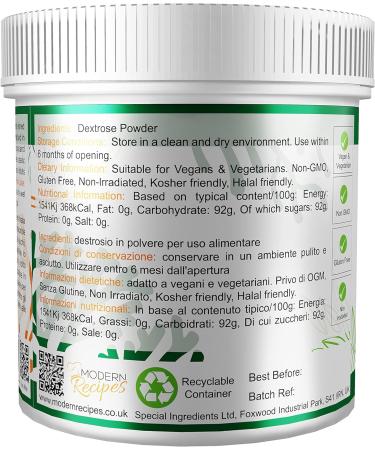 Dextrose Powder 500g - Premium Quality Vegan & Vegetarian Friendly Non-GMO Gluten Free Powder in Recyclable Container - 500g (Pack of 1) - Buy Online on SooperMarket.com