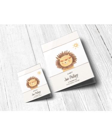 Personalized Lion U-Book & Vaccination Pass Cover Set - Baby Gift Protective Case for Birth Custom Name Indian Friends - Buy Online on SooperMarket.com