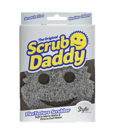 Scrub Daddy Smiling Scrubber, Grey - Scratch-Free Multipurpose Dish Sponge - BPA Free & Made with Polymer Foam - Stain, Mold & Odor Resistant Kitchen Sponge (1 Count)