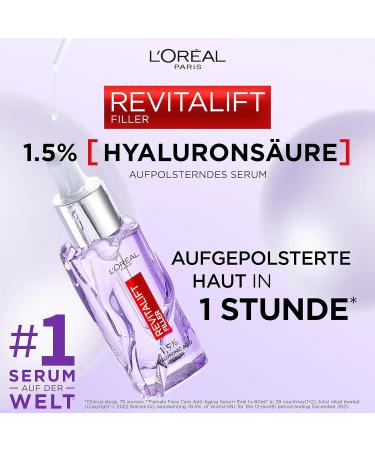 L'Or al Paris Hyaluron Serum Revitalift Filler | Anti-Aging Facial Care with 1.5% Hyaluronic Acid & Vitamin C - 50 ml - Buy Online on SooperMarket.com