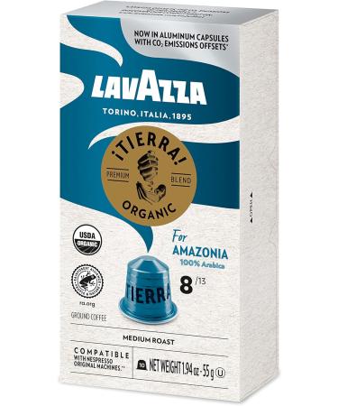 Lavazza Tierra for Amazonia Medium Roast Coffee Capsules Compatible with Nespresso Original Machines Round and balanced espresso notes of chocolate and caramel (pack of 1)10 pieces Tierra for Amazonia Pack of 1 - Buy Online on SooperMarket.com