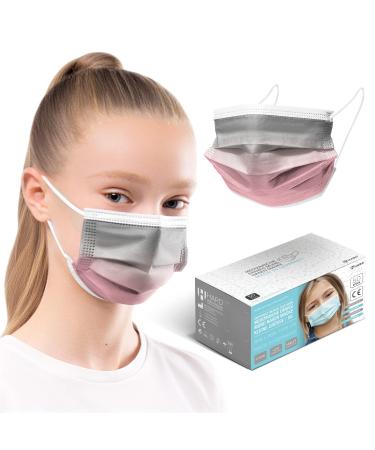 HARD 100 pieces Disposable Face Masks | Made in Germany | Type IIR & CE certified | Breathable Triple Layer - Filtration 99 78% | Elastic Earloops | Mouth Cover - SMALL SIZE - Dusty Pink 100 pieces small size (14 5 cm x 9 5 cm) Dusty Pink