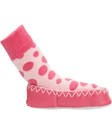 Mocc Ons Washable Leather Sole Slipper Socks (18-24 Months) - Pink Spot - Buy Online on SooperMarket.com