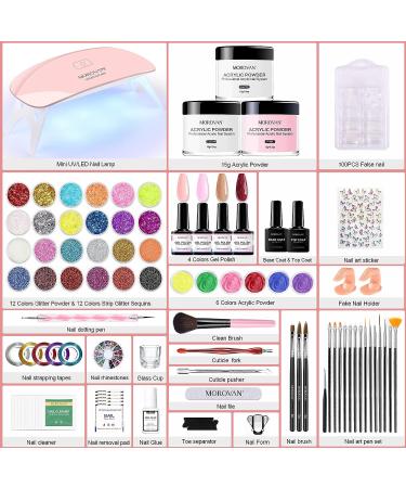 Morovan Acrylic Nail Kit with UV Light - Complete Gel Polish Set for DIY Nail Art at Home - Buy Online on SooperMarket.com