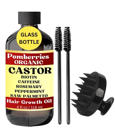 Organic Castor Oil Castor Oil with Rosemary Biotin Mint Caffeine and Saw Palmetto Scalp Treatment Castor Oil for Hair Growth Eyebrows Strengthening Nourishing Reduce Hair Loss 4 fl oz